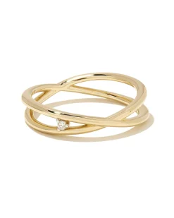 Caroline 14k Yellow Gold Band Ring in White Diamond