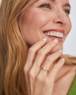 Cathleen 14k Yellow Gold Band Ring Freshwater Cultured Pearl