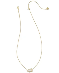 Cheer Gold Short Pendant Necklace in White Mother-of-Pearl