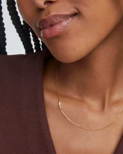 Cross 18k Gold Vermeil Inline Pave Necklace in White Topaz