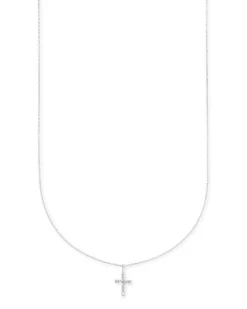 Cross 14k White Gold Pendant Necklace in White Diamonds