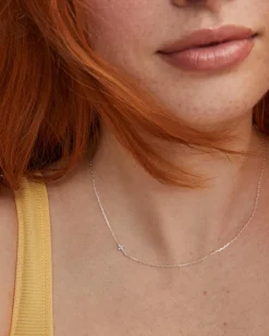 Cross Sterling Silver Inline Pave Necklace in White Topaz