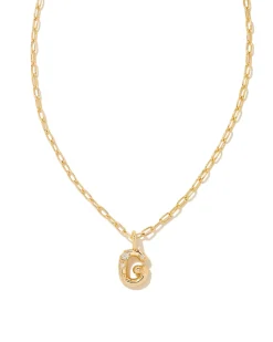 Crystal Letter G Gold Short Pendant Necklace in White Crystal