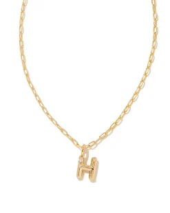 Crystal Letter H Gold Short Pendant Necklace in White Crystal