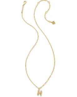 Crystal Letter H Gold Short Pendant Necklace in White Crystal