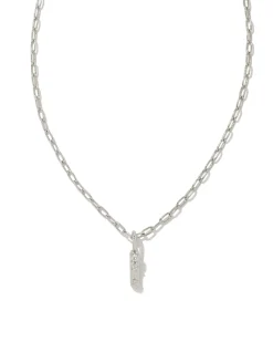 Crystal Letter I Silver Short Pendant Necklace in White Crystal