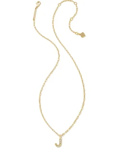 Crystal Letter J Gold Short Pendant Necklace in White Crystal