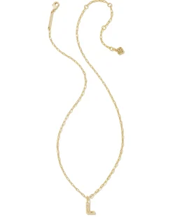 Crystal Letter L Gold Short Pendant Necklace in White Crystal