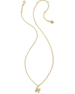 Crystal Letter N Gold Short Pendant Necklace in White Crystal