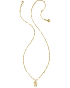 Crystal Letter S Gold Short Pendant Necklace in White Crystal