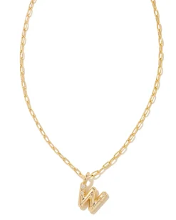 Crystal Letter W Gold Short Pendant Necklace in White Crystal