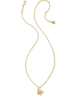 Crystal Letter W Gold Short Pendant Necklace in White Crystal