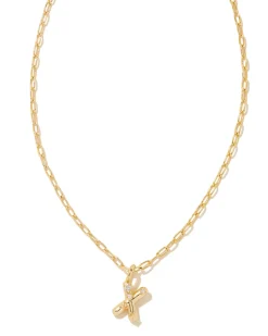 Crystal Letter X Gold Short Pendant Necklace in White Crystal