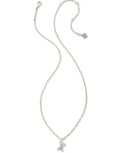 Crystal Letter X Silver Short Pendant Necklace in White Crystal