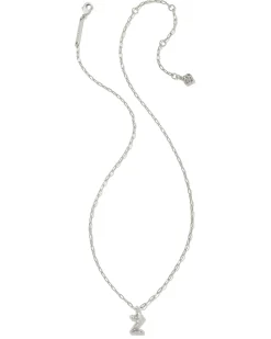 Crystal Letter Z Silver Short Pendant Necklace in White Crystal