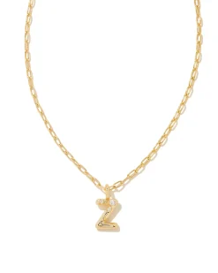 Crystal Letter Z Gold Short Pendant Necklace in White Crystal