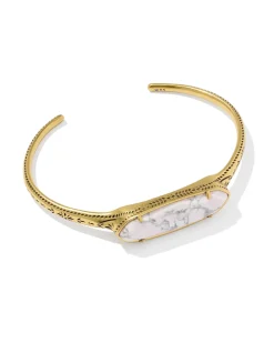 Danielle Elongated Etch Frame Vintage Gold Cuff Bracelet