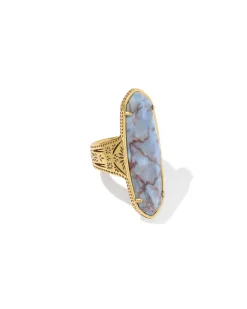 Danielle Elongrated Etch Frame Vintage Gold Ring