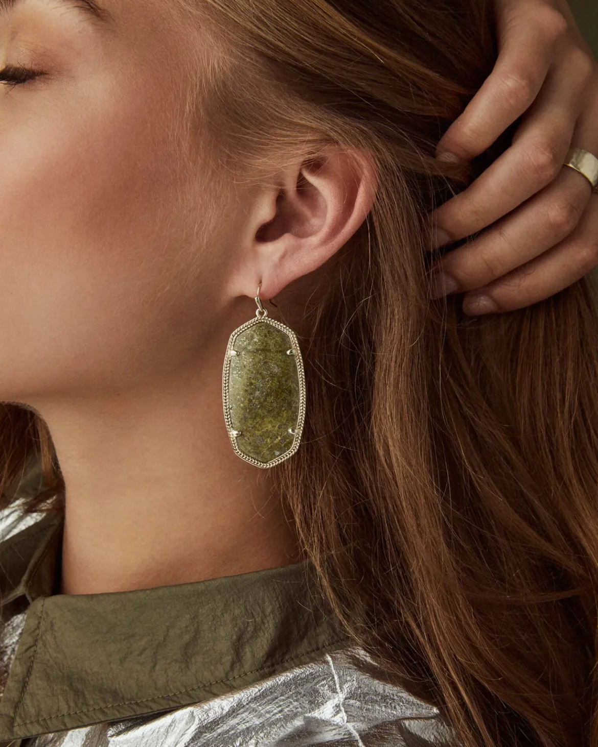 Danielle Gold Drop Earrings in Black Opaque Glass