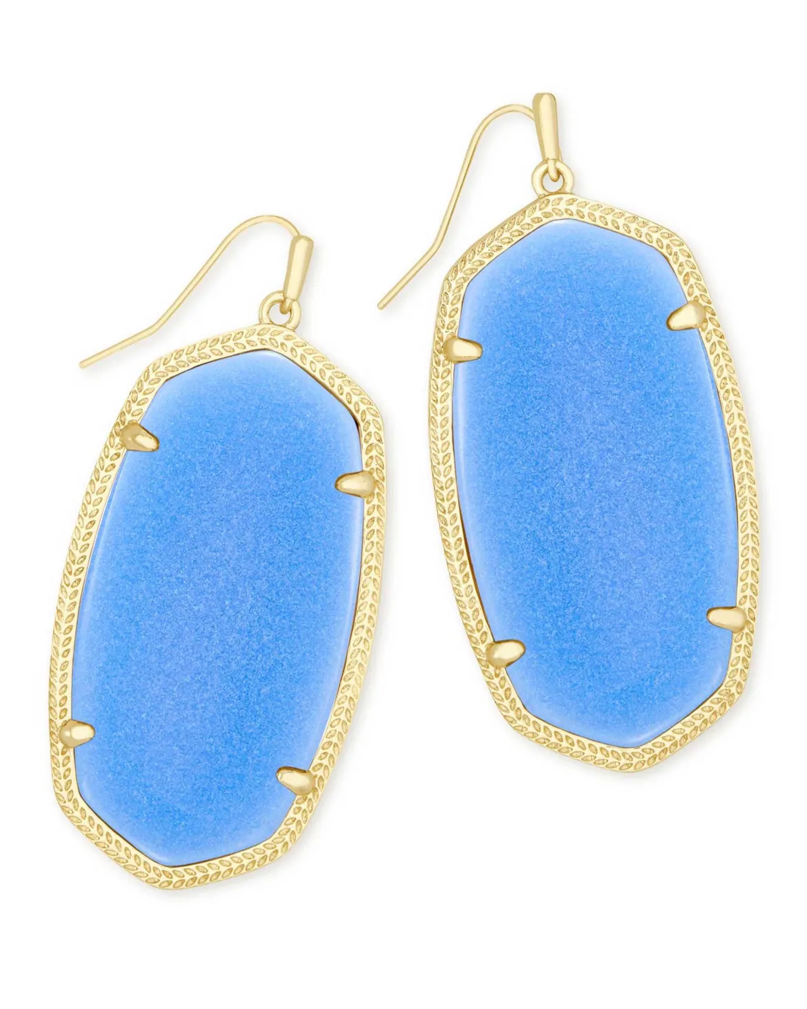 Danielle Gold Statement Earrings in Blue Glow in the Dark Glass