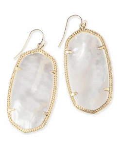 Danielle Gold Statement Earrings in Ivory Mother-of-Pearl