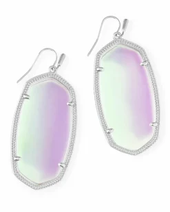 Danielle Silver Drop Earrings in Dichroic Glass