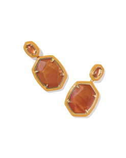 Daphne Enamel Frame Gold Drop Earrings