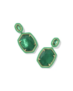 Daphne Enamel Frame Gold Drop Earrings