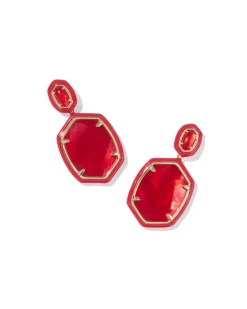 Daphne Enamel Frame Gold Drop Earrings