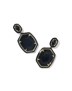 Daphne Enamel Frame Gold Drop Earrings