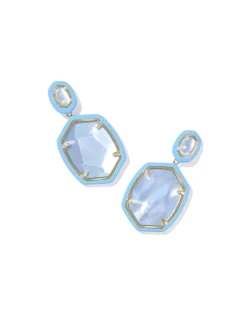 Daphne Enamel Frame Gold Drop Earrings