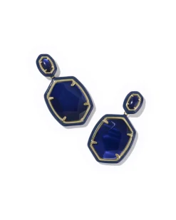 Daphne Enamel Frame Gold Drop Earrings