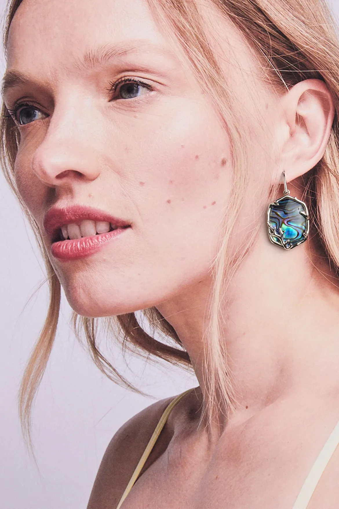 Daphne Gold Coral Frame Drop Earrings in Abalone