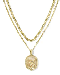 Daphne Gold Coral Frame Multi Strand Necklace in Iridescent Abalone