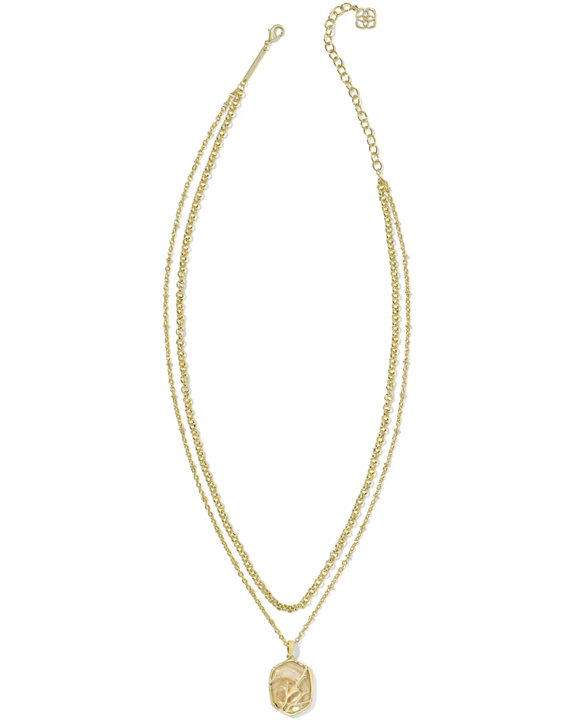 Daphne Gold Coral Frame Multi Strand Necklace in Iridescent Abalone