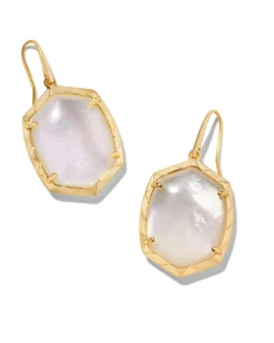 Daphne Gold Drop Earrings in Ivory Mother-of-Pearl