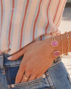 Daphne Gold Link and Chain Bracelet in Variegated Turquoise Magnesite