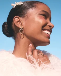 Daphne Pave Gold Open Frame Earrings
