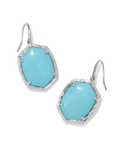 Daphne Silver Drop Earrings in Variegated Turquoise Magnesite