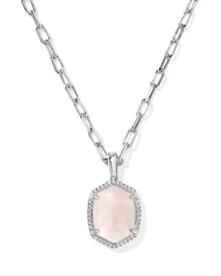 Daphne Silver Pave Frame Short Pendant Necklace