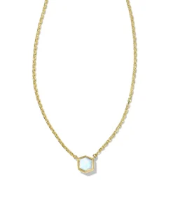 Davie 18k Gold Vermeil Pendant Necklace in White Lab Grown Opal