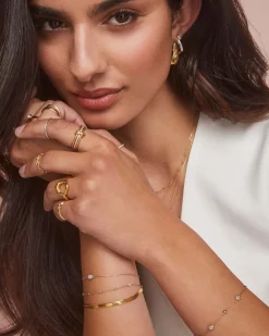 Davie 18k Gold Vermeil Trio Delicate Bracelet in White Sapphire
