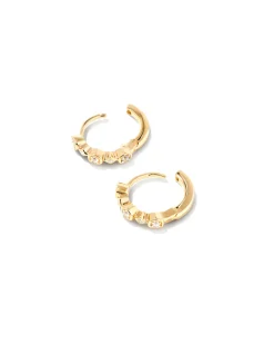 Davie 18k Gold Vermeil Trio Huggie Earrings in White Sapphire
