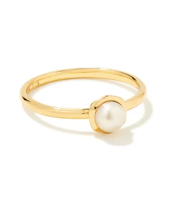 Davie Pearl 18k Gold Vermeil Band Ring in Freshwater Cultured Pearl