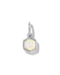 Davie Sterling Silver Charm in White Lab Grown Opal