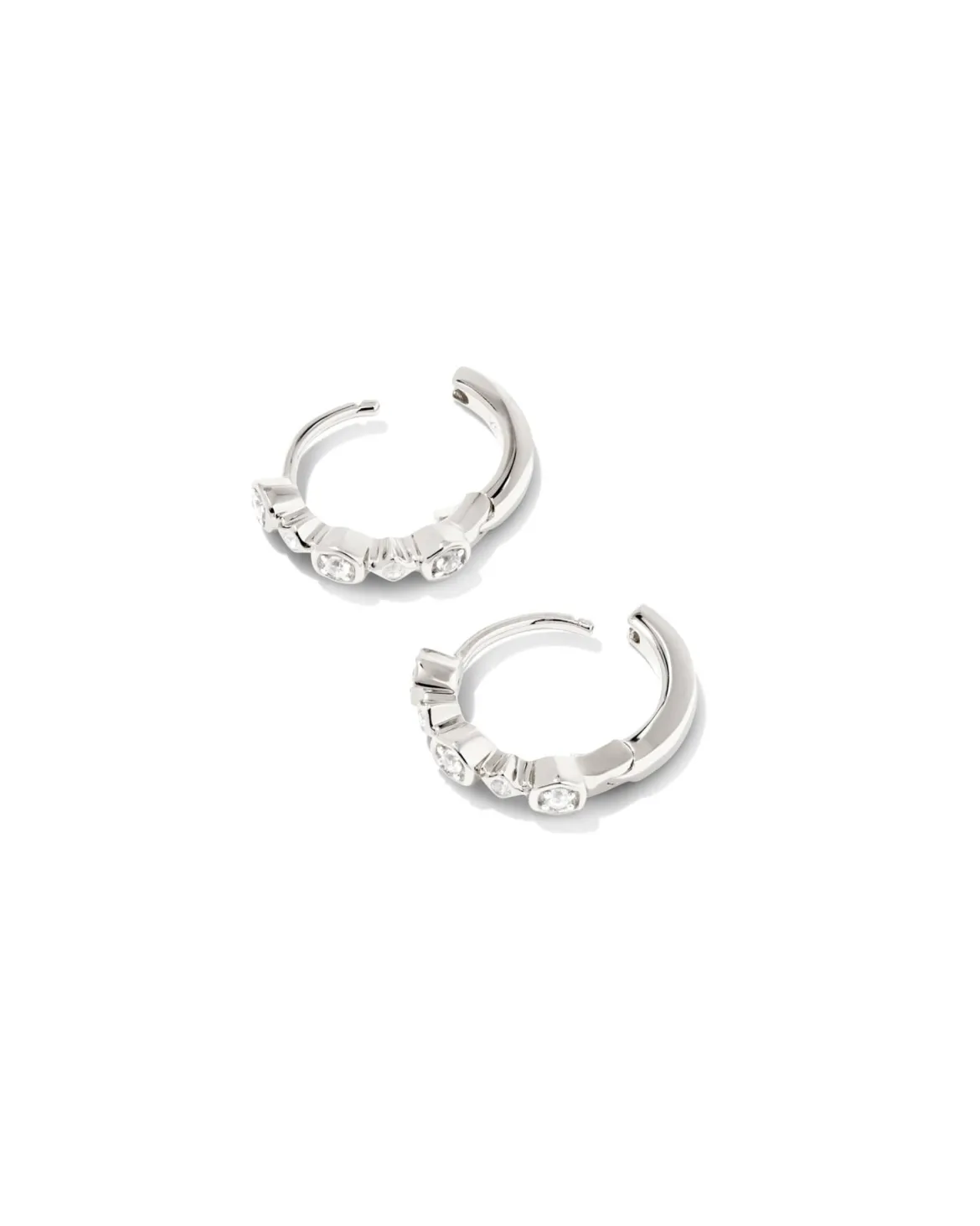 Davie Sterling Silver Trio Huggie Earrings in White Sapphire