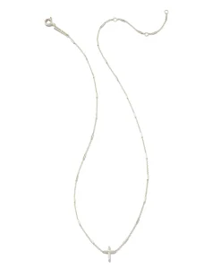 Delicate Cross Pendant Necklace in 14k White Gold