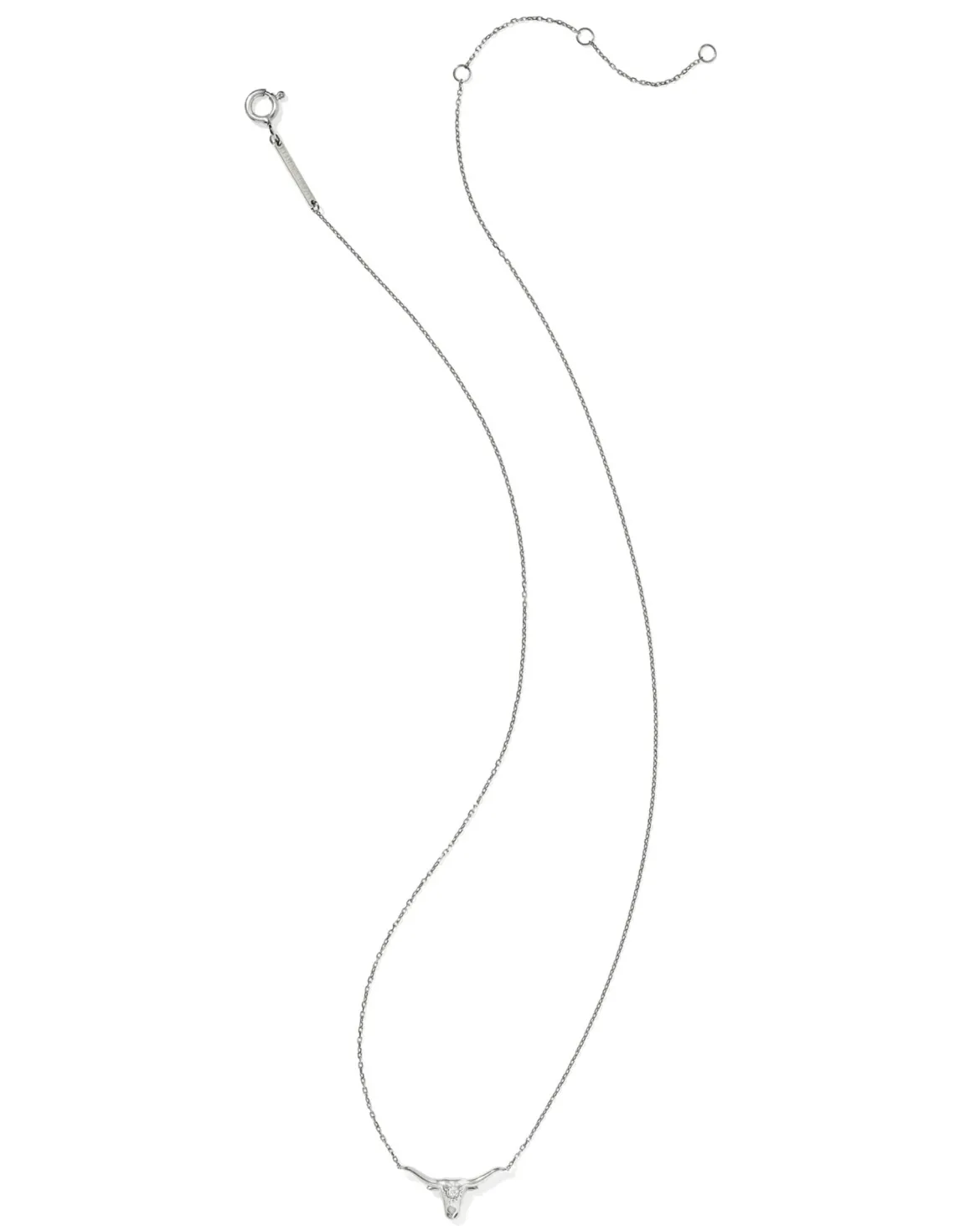 Diamond Accent 14k White Gold Longhorn Necklace in White Diamond