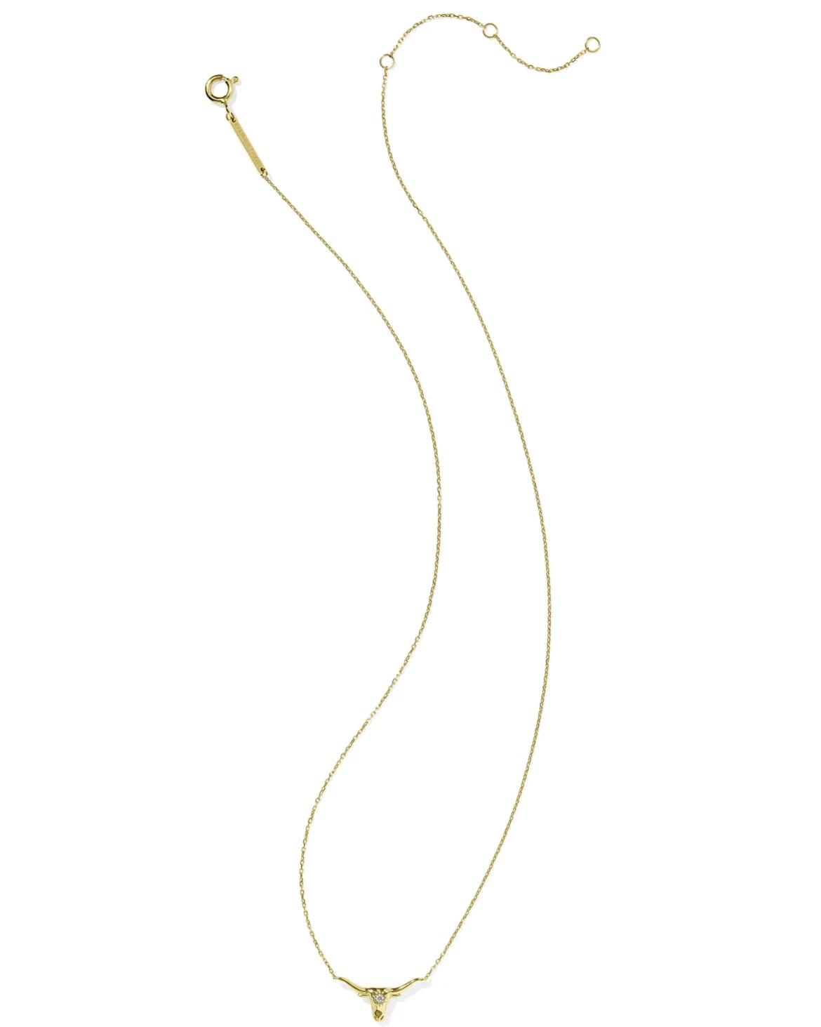 Diamond Accent 14k Yellow Gold Longhorn Necklace in White Diamond