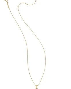 Diamond Accent Letter E 14k Yellow Gold Pendant Necklace in White Diamond